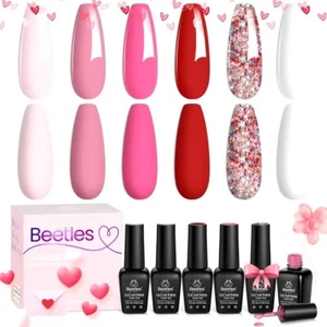 Juego De Esmaltes En Gel 6 Colores Rosa Rojo Regalo Para Mujeres Kit D Esmaltes - Picture 1 of 7
