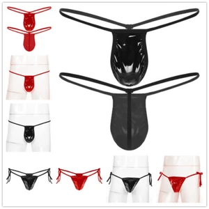 Herren Wetlook G-String Tanga Lackleder Sexy Thongs Unterhosen Höschen Dessous - Picture 1 of 37