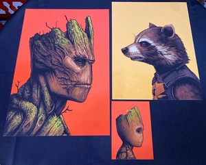 Marvel Groot & Rocket Raccoon Mondo Mike Mitchell Giclee Print Lot - Guardians - Picture 1 of 24