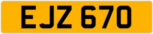 EJZ 670 E 3x3 DATELESS PRIVATE NUMBER PLATE EM EMM EMMA EVE EVA EUAN ERIC ELA ED - Picture 1 of 1