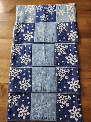 4 manteles individuales de algodón tejido grueso para mesa de copo de nieve vacaciones de Navidad vacaciones invierno  Foto 1 de 4