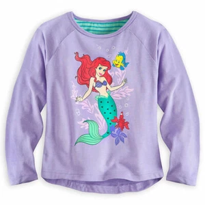 Disney Store Princess Little Mermaid Ariel Long Sleeve T Shirt Girl Size 5/6 7/8 - Picture 1 of 1