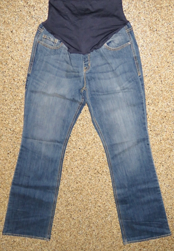 Old Navy Maternity full panel FLARE Women's 10 L Denim Blue Jeans 34W 34L VGC - Image 1 of 4
