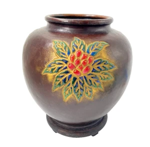 Jarrón de cobre firmado japonés Jubei Ando Cloisonne 8 pulgadas arte y artesanía - Imagen 1 de 10
