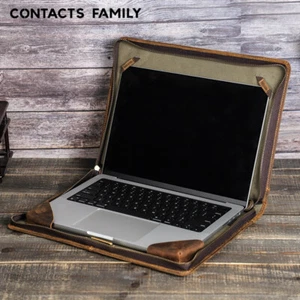 Funda tipo folio de cuero genuino de 14,2 pulgadas con cremallera para MacBook Pro 14 - Imagen 1 de 13