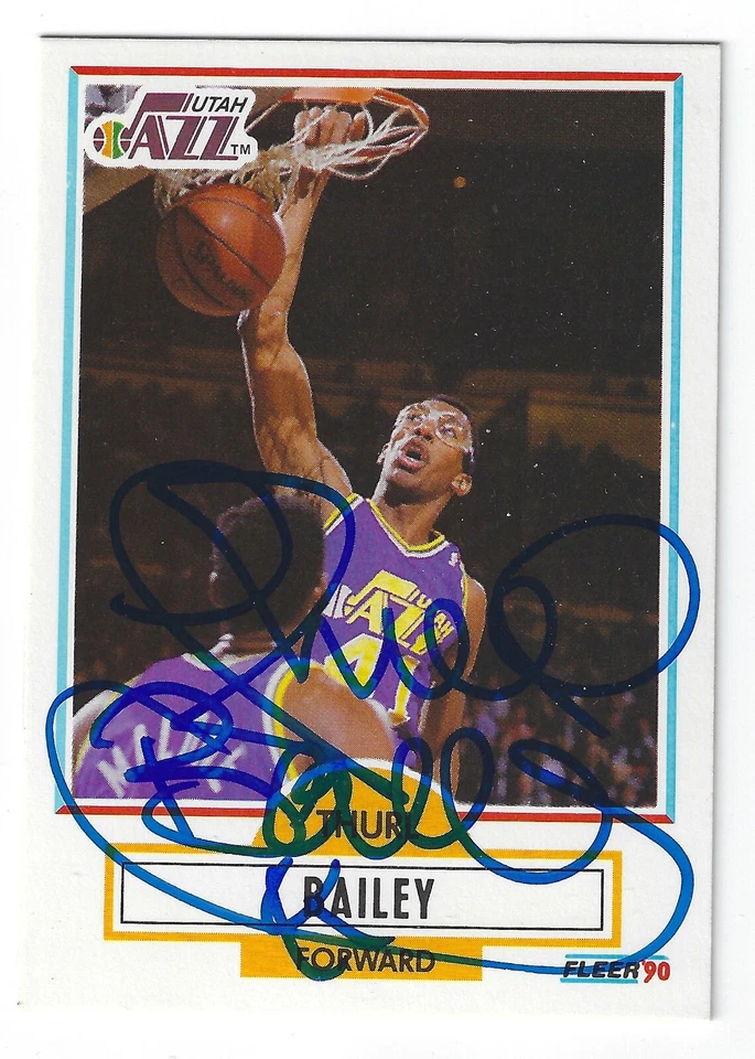 THURL BAILEY UTAH JAZZ SIGNED 1990-91 BASKETBALL CARD MINNESOTA TIMBERWOLVES - Image 1 of 1