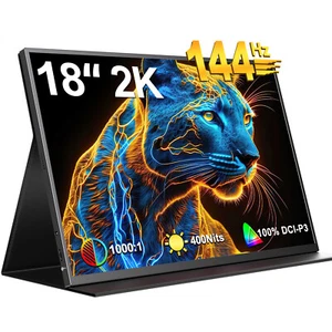 UPERFECT 18" 2K 2560x1600 144Hz 2K Portable Monitor Gaming Screen 100%DCI-P3 - Picture 1 of 7