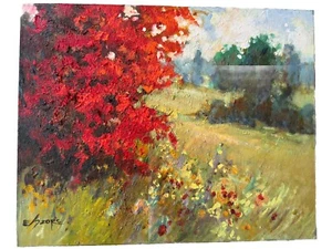 Pintura de paisaje original al óleo sobre lienzo EVA SZORC cambiando a la temporada de otoño - Imagen 1 de 6
