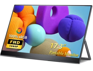 Used |1080P Portable Monitor 17.3" Second Screen HDMI USB C Fold Bracket Display - Picture 1 of 7