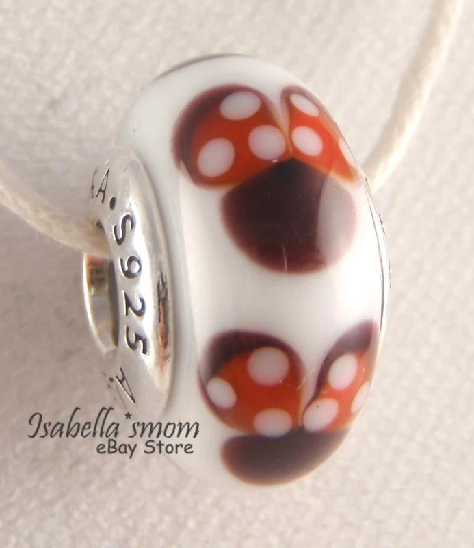 Disney Autentico Pandora Bianco Classico Minnie Murano Vetro Ciondolo 791634 W - Immagine 1 di 4
