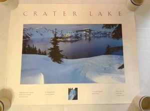 Vintage Poster Krater See Schnee Oregon Kunstdruck - 28x22 - Joseph Le Conte Zitat - Bild 1 von 11