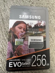Carte mémoire SAMSUNG EVO Select 256 Go MicroSDXC 4K UHS-I U3 avec adaptateur SD - Photo 1 sur 6