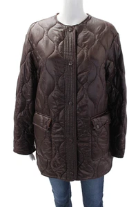 MNG Womens Long Sleeve Button Front Quilted Jacket Chocolate Size Small - Picture 1 of 5