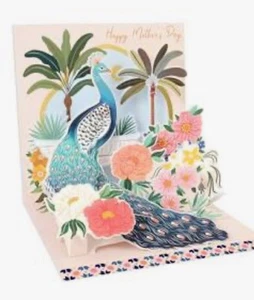 Mother's Day Greeting Card Birds Garden Peacock 3D Pop Up Card Up With Paper - Picture 1 of 3