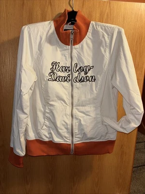 Chaqueta Harley-Davidson para mujer Motociclista Eagle Wings Spellout Crema Naranja Talla L Foto 1 de 4