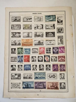25 Vintage United States Stamps 1 Cent To 1 Dollar Album Page Front And Back - Image 1 of 4
