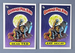 1985 Topps Garbage Pail Kids OS1 Series 1 Dead Ted 5a Jay Decay 5b Matte GPK - Picture 1 of 3