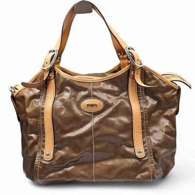 Tod's Tote Bag Coated Canvas Leather Shoulder A4 Excellent Used Japan - Image 1 of 4