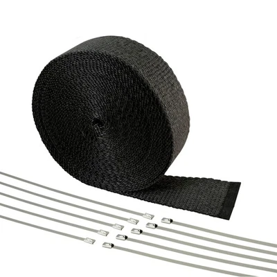 10m Hitzeschutz Band - 50mm Fiberglas Auspuff Krümmer Turbo Heat Wrap Schwarz - Bild 1 von 4