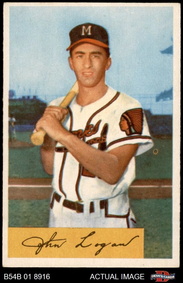 1954 Bowman #80 Johnny Logan RUN is 106 Braves CORRECT VARIATION 4 - VG/EX - Image 1 of 1
