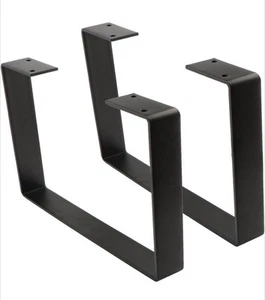 2 Pcs 8 Inch Coffee Table Legs U-Shaped Black Solid Steel Legs for Furniture - Picture 1 of 6