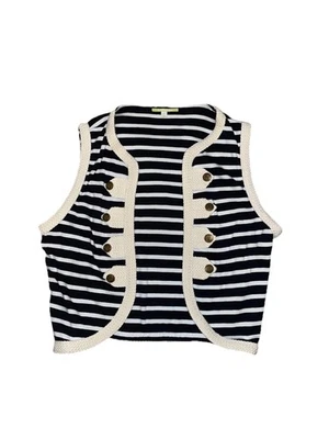 Gianni Bini 女式黑色和白色纽扣背心,尺寸 M  — 第 1/4 张图片