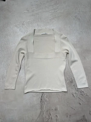 Sarah Pacini 毛衣长袖米色衬衫均码弹力修身上衣 — 第 1/4 张图片