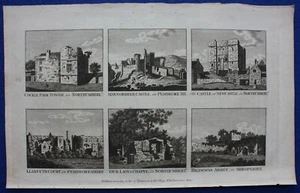 NEWCASTLE CASTLE, COCKLE PARK TOWER, original antique print, BOSWELL, 1786 - Picture 1 of 4
