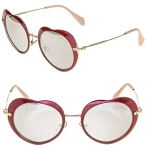 MIU MIU 54R Gold Red Silver Mirror Round Heart Metal Enamel Sunglasses Mu54RS - Picture 1 of 9