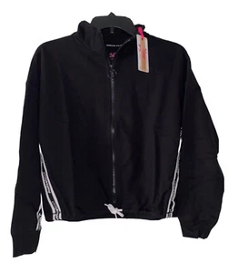 Justice Girls Sweatshirt Black 10 Full Zip Drawstring Pockets J Sport Logo - Picture 1 of 12