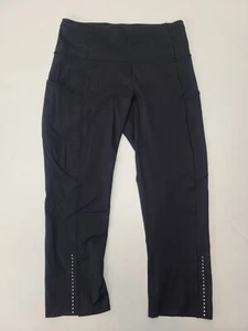 Lululemon Fast Free Crop II Nulux 19" Black Pockets Yoga Run Size 6 Womens - Picture 1 of 9