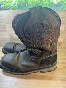 Men's Justin Original Size 13 Vibram Steel  Toe Leather Upper Work Boots Cowboy - Picture 1 of 14