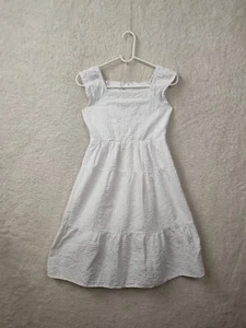 Old Navy Women Dress Large White Cotton Blend Sleeveless Square Neck Fit Flared - Picture 1 of 18