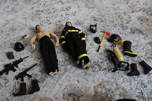 1996 GI Joe Action Figures 12" Lot of 2 - SWAT? & Fireman & Accessories