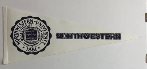 Vintage Northwestern University Wildcats 30x12 Felt Pennant, Purple & White Rare Cover