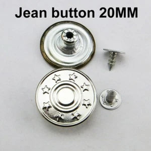 Druckknöpfe für alte Jeans silber Stern Metallmuster 6 Sets 20mm - Bild 1 von 4