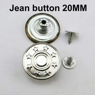 Boutons pression pour jeans anciens argent étoile motif en métal 6 sets 20 mm