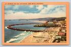 Long Beach California Rainbow Pier And Auditorium Vintage Ca Postcard View