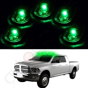 5x Smoke Top Cab Roof Marker Running Lights + 5x Green LED For 03-16 Dodge Ram - Picture 1 of 10
