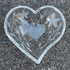Mikasa Mon Amour Etched Crystal Heart Bowl Candy Dish Flowers Excellent