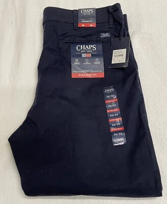 Chaps straight fit W 38 L 30 navy blue pants, flat front NWT￼ Mens - Image 1 of 4