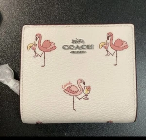 NWT Coach Snap Wallet With Flamingo Print CK435 - Picture 1 of 8
