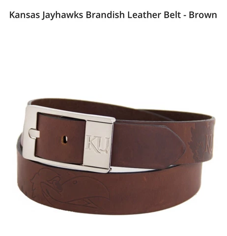 Kansas Jayhawks KU Genuine Leather Size 32￼ Brown BELT Eagles Wings Brand￼ Cover