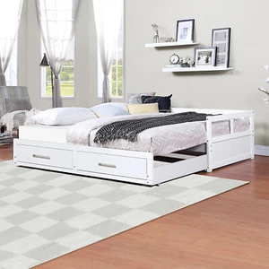 Kinder Holz Jugendbett Funktionsbett Tagesbett mit Bettkasten 90/180x200 cm Weiß - Bild 1 von 15