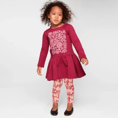 Tea Collection Feather & Fan Drop Waist Dress size 12 Red - Image 1 of 4