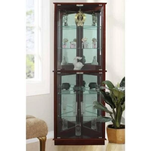 Unbranded Display Cabinets 72"X26" Floor Standing Walnut Lighted Corner Curio - Picture 1 of 11