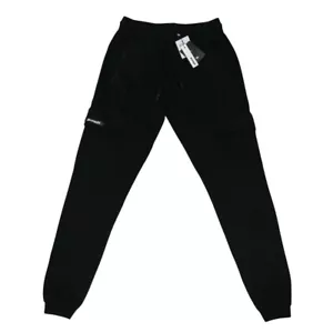 Young La joggers Mens Size Large Cargo Taperd Drawstring Black Gym Workout Pants - Picture 1 of 9
