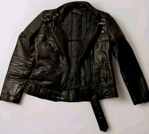 VTG 70's Harley Davidson Hein Gericke Black Leather Motorcycle Biker Jacket 38 W - Picture 1 of 13