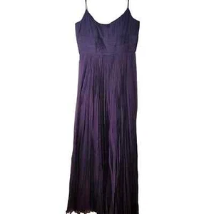 Carmen Marc Valvo Silk Dress Maxi Purple 6 Accordion Pleat Long Gown Sexy - Picture 1 of 12