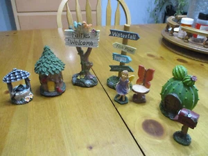 Lot Of 8 Fairy Garden Miniature Resin Forest Figurines,Cactus House,Adorable! - Picture 1 of 8